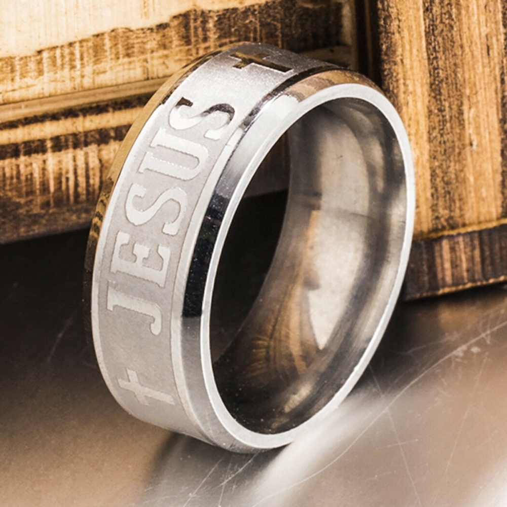 Silver Jesus Cross Ring Unisex Fashion Stainless